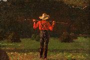 Winslow Homer Farmer with a Pitchfork, oil on board painting by Winslow Homer Spain oil painting artist